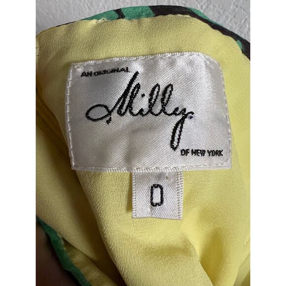 Milly New York Green Yellow Tropical Print Strapless Silk Dress Size 0 - Picture 10 of 10